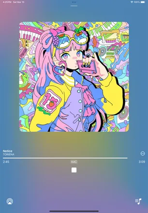 Now playing on iPad with large album artwork