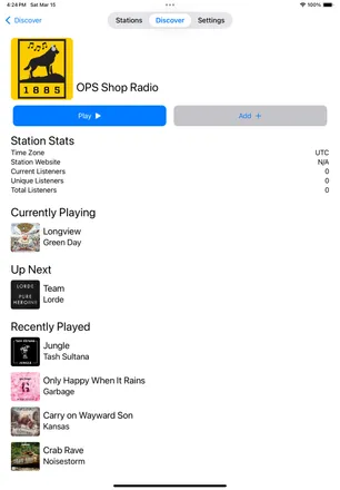 Station page on iPad