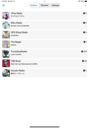 Stations list on iPad