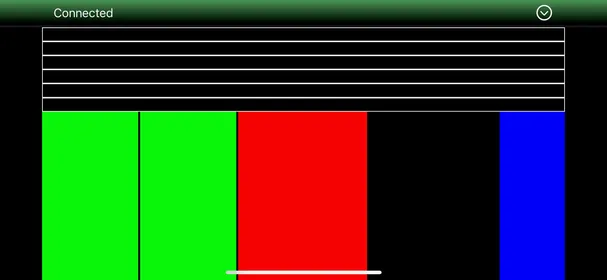 Brokenithm on iPhone with the air zone above a lit slider