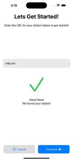 Adding a station by entering its URL